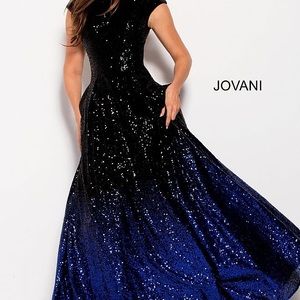Jovani black blue ombré sequin prom dress